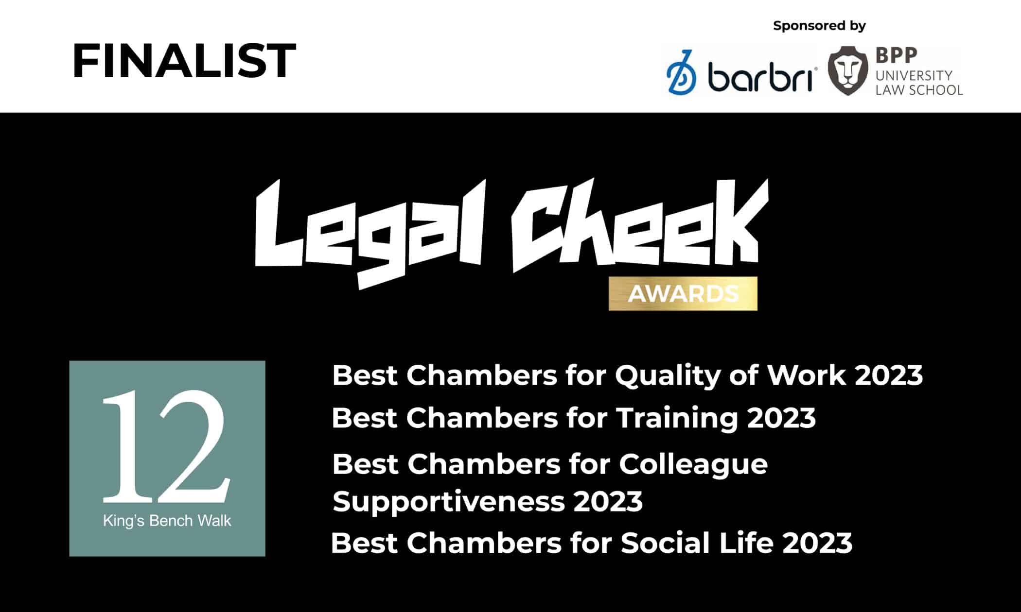 12 KBW Shortlisted for the Legal Cheek Awards 2023 12 King's Bench Walk